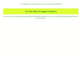 Free [epub]$$ As You Like It (Signet Classics) download ebook PDF EPUB