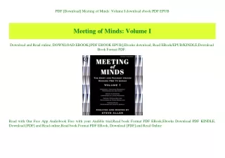 PDF [Download] Meeting of Minds Volume I download ebook PDF EPUB