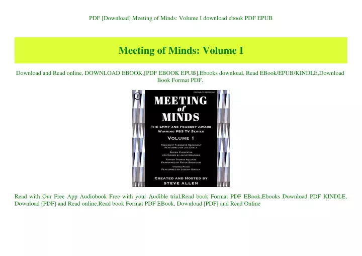pdf download meeting of minds volume i download