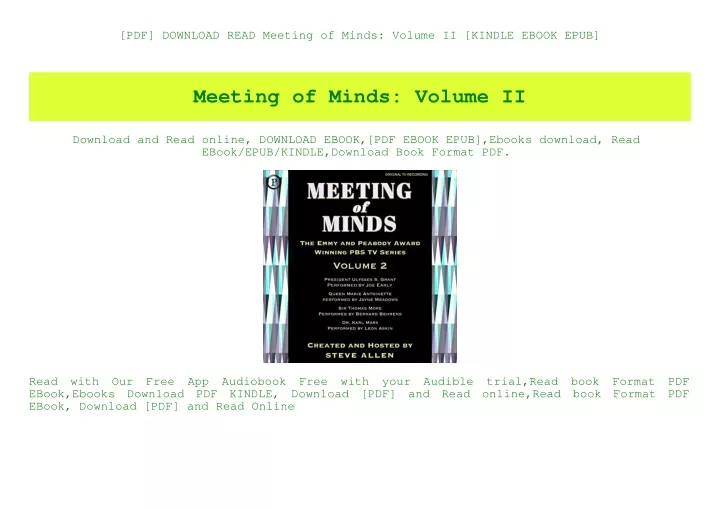 pdf download read meeting of minds volume