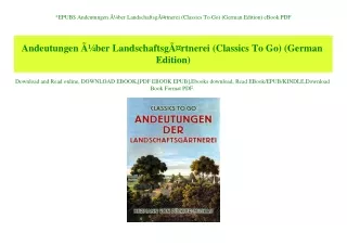 EPUB$ Andeutungen ÃƒÂ¼ber LandschaftsgÃƒÂ¤rtnerei (Classics To Go) (German Edition) eBook PDF