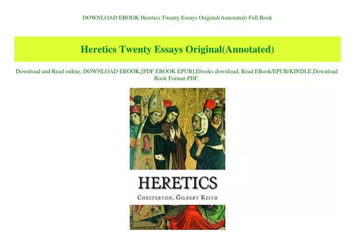 download ebook heretics twenty essays original