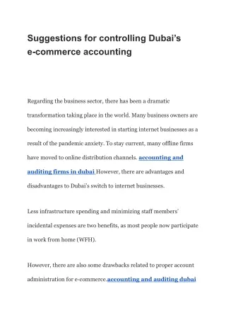 suggestions for controlling dubai s e commerce
