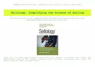 DOWNLOAD EBOOK Sellology Simplifying the Science of Selling (Ebook pdf)