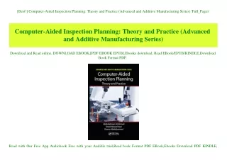 [Best!] Computer-Aided Inspection Planning Theory and Practice (Advanced and Additive Manufacturing Series) 'Full_Pages'