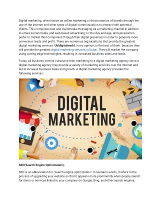 The Services Offered By An A digital Marketing Agency.