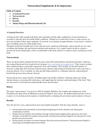 nutraceutical supplements its importance