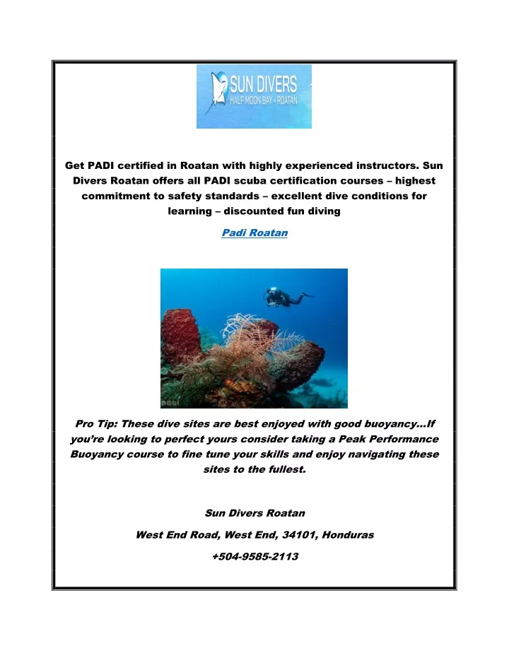 get padi certified in roatan with highly