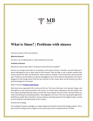 What is Sinus Problems with sinuses