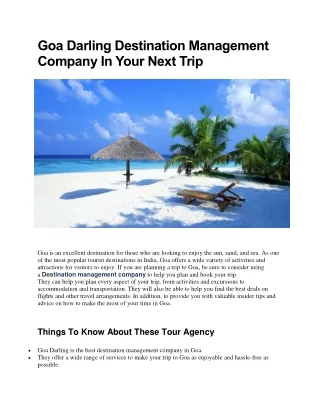 goa darling destination management company