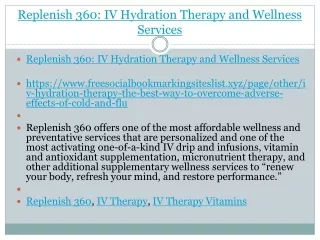 Replenish 360: IV Hydration Therapy and Wellness Services