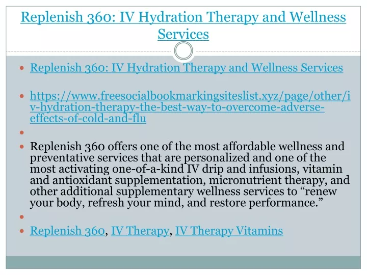 replenish 360 iv hydration therapy and wellness services