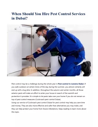 When Should You Hire Pest Control Services in Dubai