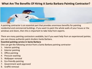 What Are The Benefits Of Hiring A Santa Barbara Painting Contractor?