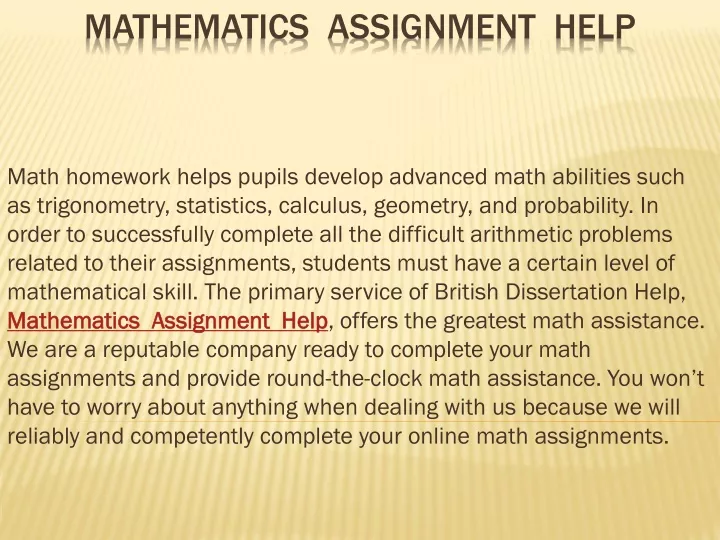 mathematics assignment help