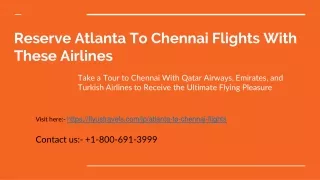 Atlanta to Chennai Flights