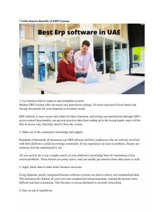 7 little known benefits of erp systems