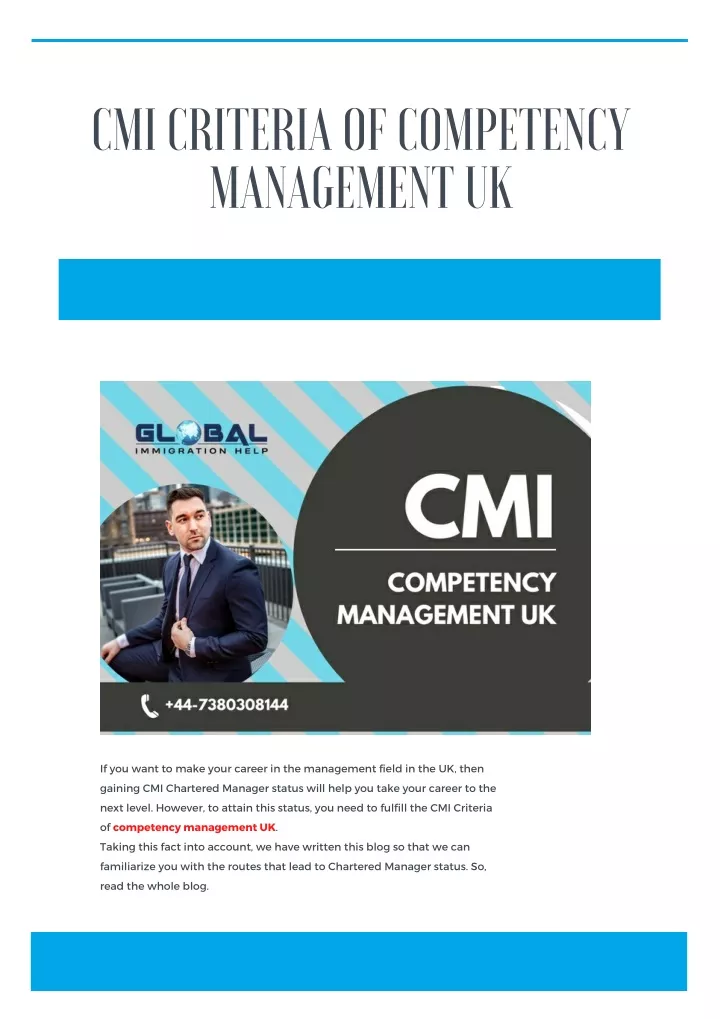 cmi criteria of competency management uk