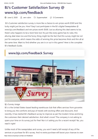 BJs.com_Feedback Survey – WIN $500 BJs Coupons