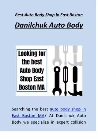 Best Auto Body Shop in East Boston - Danilchuk Auto Body