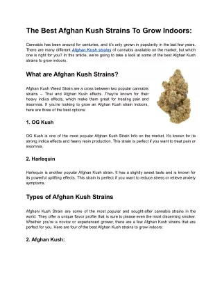 the best afghan kush strains to grow indoors