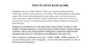 TOP 5 FLATS IN BANGALORE