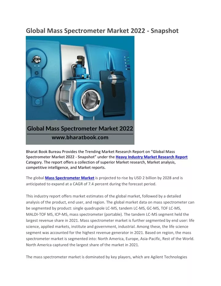 global mass spectrometer market 2022 snapshot