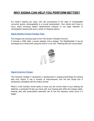 WHY SIGNIA CAN HELP YOU PERFORM BETTER_