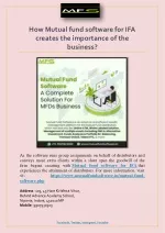 How Mutual fund software for IFA creates the importance of the business - slide 1