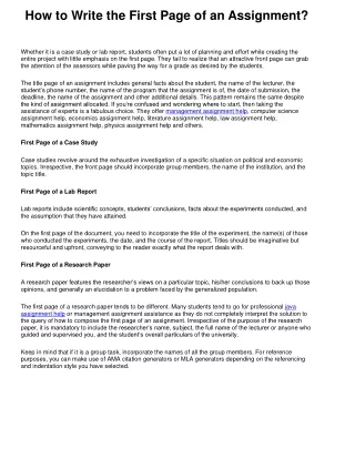 how to write the first page of an assignment