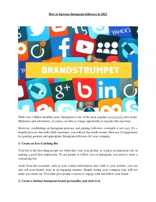 How to Increase Instagram followers in 2022