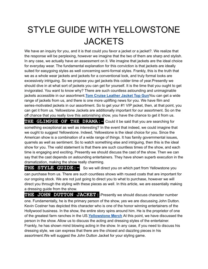 style guide with yellowstone jackets