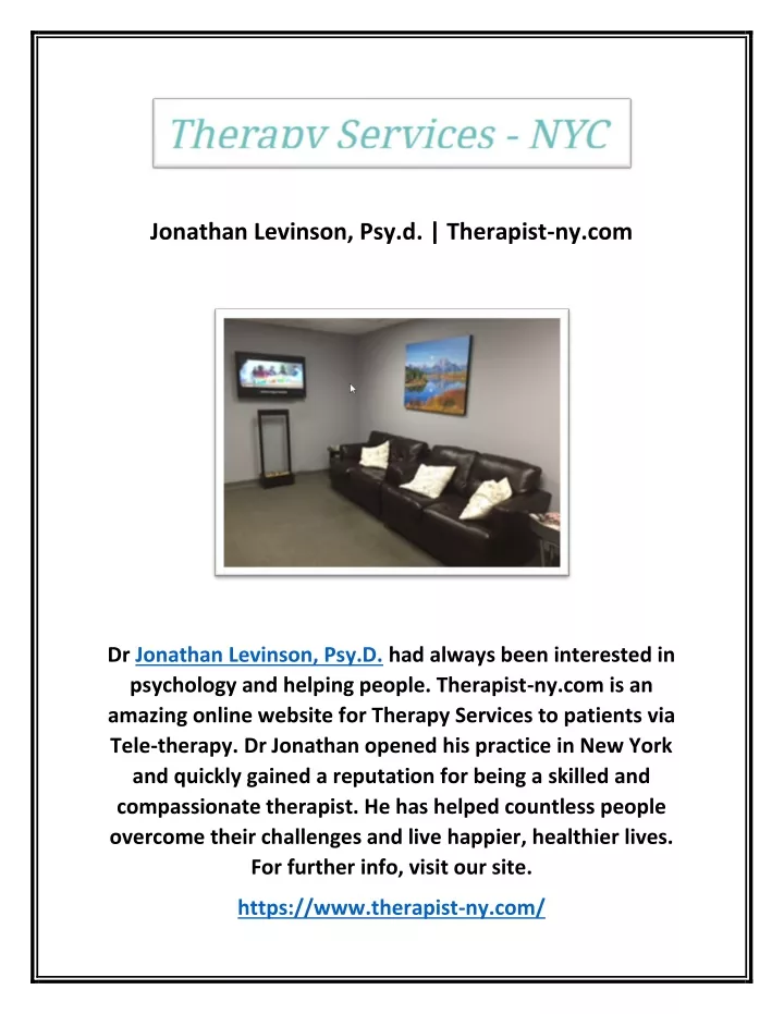 jonathan levinson psy d therapist ny com