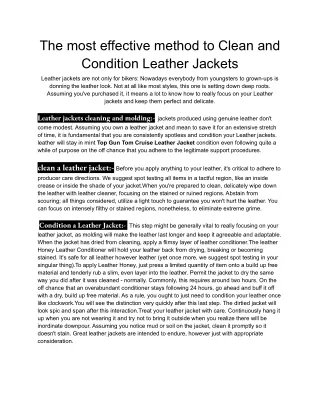 the most effective method to clean and condition