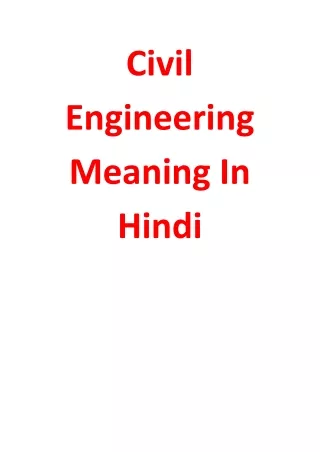 Civil Engineering Meaning in Hindi