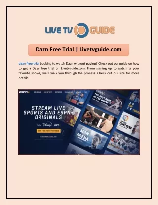 Dazn Free Trial  Livetvguide.com