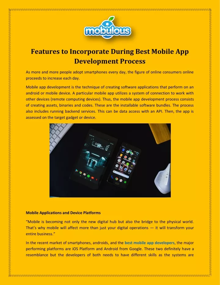 features to incorporate during best mobile