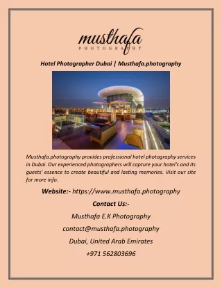 Hotel Photographer Dubai  Musthafa.photography