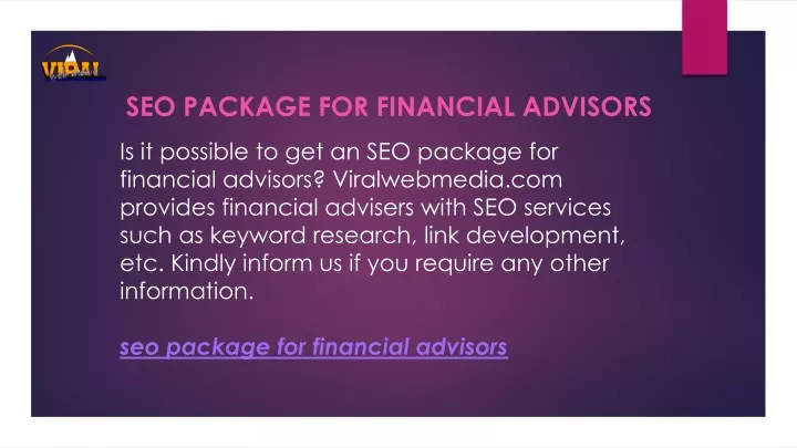 seo package for financial advisors