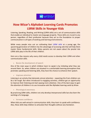 how wizar s alphabet learning cards promotes lsrw