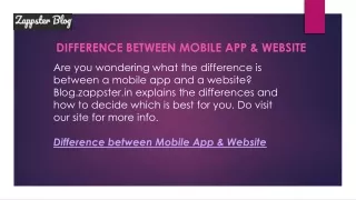 Difference Between Mobile App & Website  Blog.zappster.in
