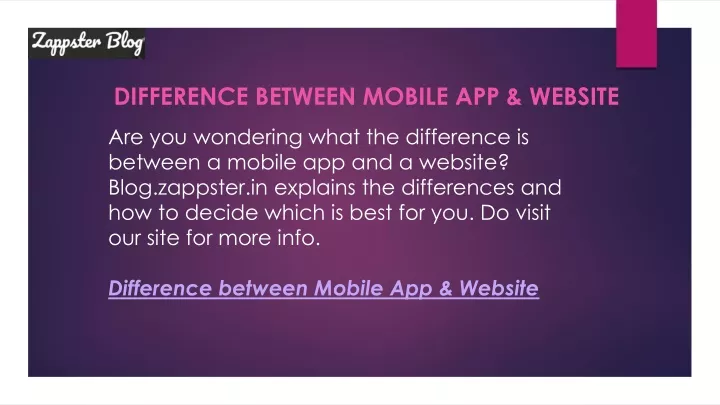 difference between mobile app website