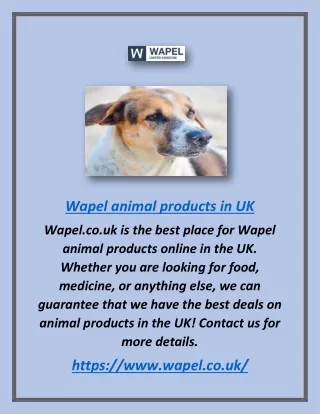 Wapel Animal Products in Uk | Wapel.co.uk