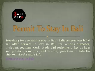 Permit Permit To Stay In Bali | Balizero.comTo Stay In Bali