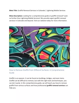 How to Remove Graffiti from Different Surfaces A Comprehensive Guide