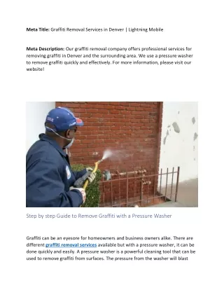 Step by step Guide to Remove Graffiti with a Pressure Washer