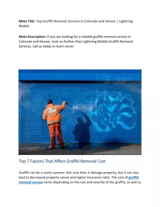 Top 7 Factors That Affect Graffiti Removal Costs