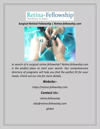 Surgical Retinal Fellowship  Retina-fellowship