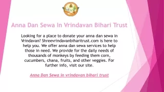 Anna Dan Sewa In Vrindavan Bihari Trust  Shreevrindavanbiharitrust.com