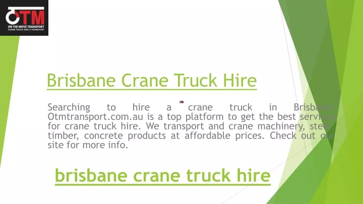 brisbane crane truck hire